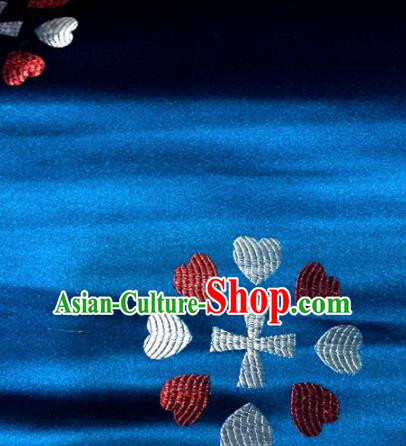 Chinese Traditional Buddhism Heart Pattern Blue Brocade Silk Fabric Tibetan Robe Satin Fabric Asian Material