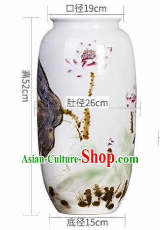 Chinese Jingdezhen Ceramic Hand Painting Lotus Fambe Wax Gourd Vase Handicraft Traditional Porcelain Vase