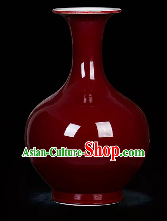 Chinese Traditional Red Enamel Design Vase Jingdezhen Ceramic Handicraft
