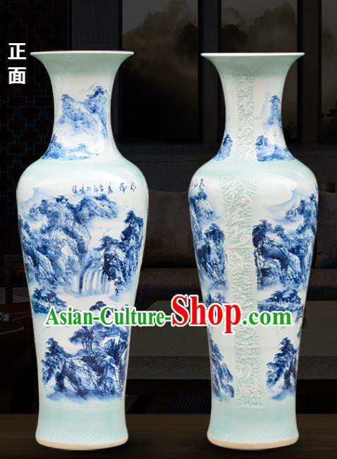 Chinese Traditional Printing Mountains Enamel Vase Jingdezhen Ceramic Handicraft