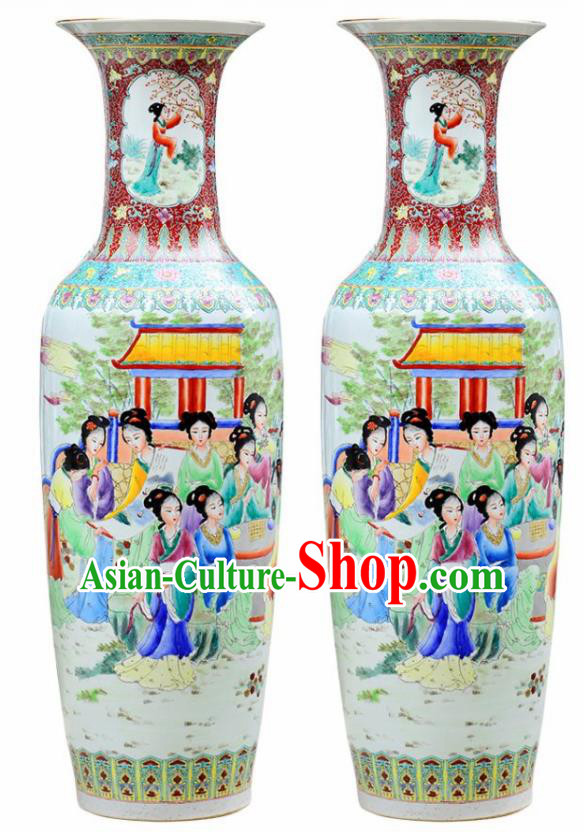 Chinese Traditional Hand Painting Beauty Enamel Vase Jingdezhen Ceramic Handicraft