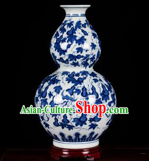 Chinese Jingdezhen Ceramic Craft Twine Pattern Calabash Vase Enamel Handicraft Traditional Porcelain Vase