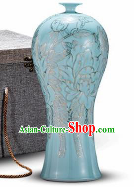 Chinese Jingdezhen Ceramic Craft Peony Pattern Enamel Prunus Vase Handicraft Traditional Porcelain Vase