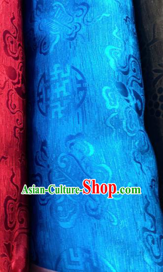 Chinese Traditional Buddhism Pattern Design Blue Brocade Silk Fabric Tibetan Robe Fabric Asian Material