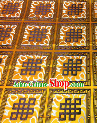 Chinese Traditional Buddhism Auspicious Pattern Golden Brocade Silk Fabric Tibetan Robe Satin Fabric Asian Material