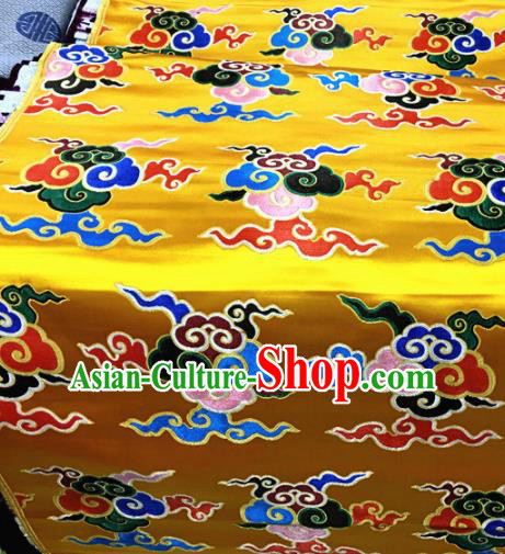 Chinese Traditional Buddhism Clouds Pattern Golden Brocade Silk Fabric Tibetan Robe Satin Fabric Asian Material