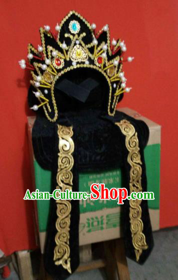 Chinese Traditional Sichuan Opera Face Changing Hat Handmade Black Helmet for Men