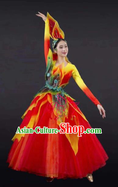 Chinese Traditional Spring Festival Gala Opening Dance Red Dress Modern Dance Stage Performance Costume for Women