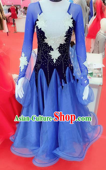 Chinese Traditional Opening Dance Blue Dress Modern Dance Stage Performance Costume for Women