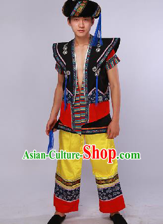 Chinese Traditional Ethnic Dance Costume Yi Nationality Stage Performance Clothing for Men