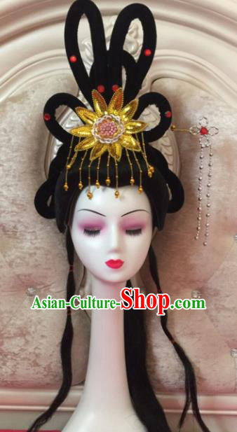 Chinese Traditional Beijing Opera Princess Wig Sheath Peking Opera Peri Chignon Hair Accessories for Women