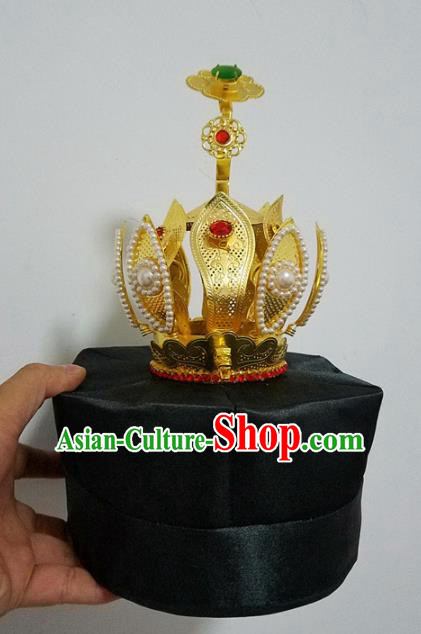 Chinese Traditional Taoism Headwear National Taoist Priest Bagua Hat Hairdo Crown for Men