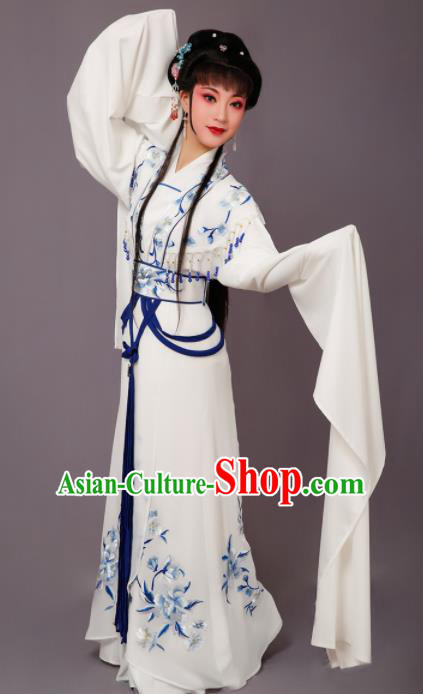 Chinese Traditional Peking Opera Princess White Dress Beijing Opera Hua Dan Costume for Women