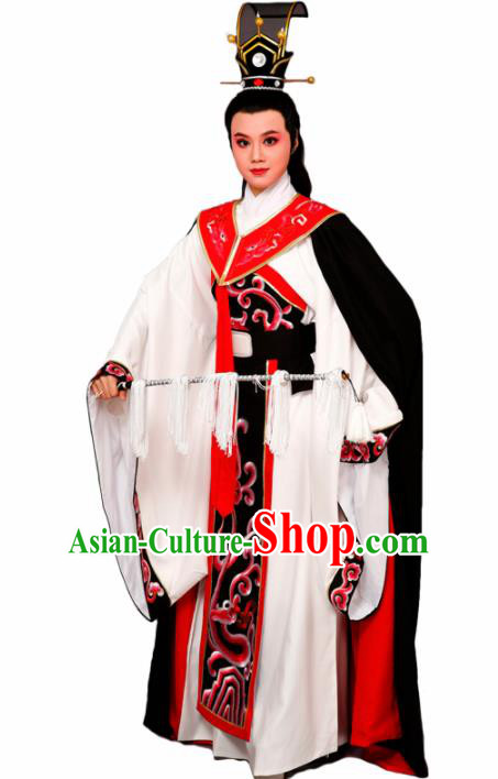 Chinese Traditional Peking Opera Prince White Robe Beijing Opera Niche Embroidered Costume for Men