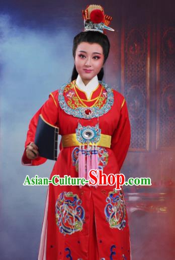 Chinese Traditional Peking Opera Crown Prince Embroidered Red Robe Beijing Opera Niche Costume for Men