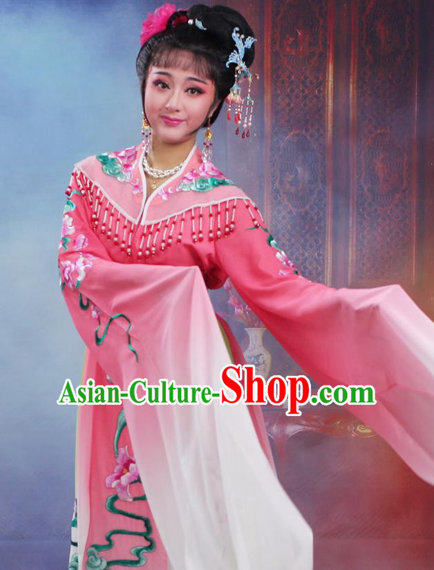 Chinese Traditional Huangmei Opera Peri Embroidered Pink Dress Beijing Opera Hua Dan Costume for Women