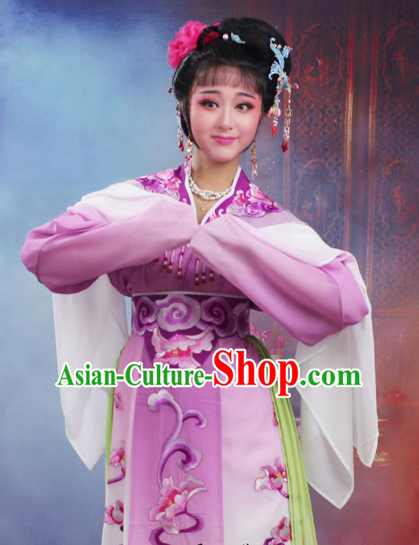 Chinese Traditional Huangmei Opera Peri Embroidered Purple Dress Beijing Opera Hua Dan Costume for Women
