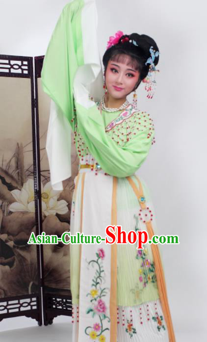 Chinese Traditional Huangmei Opera Princess Green Dress Beijing Opera Hua Dan Costume for Women