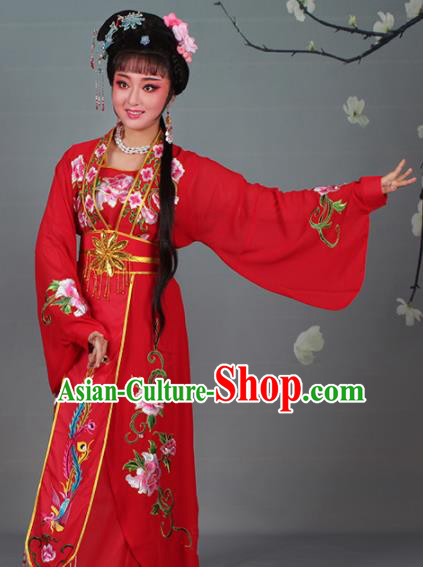 Chinese Traditional Shaoxing Opera Red Dress Beijing Opera Hua Dan Embroidered Costume for Women