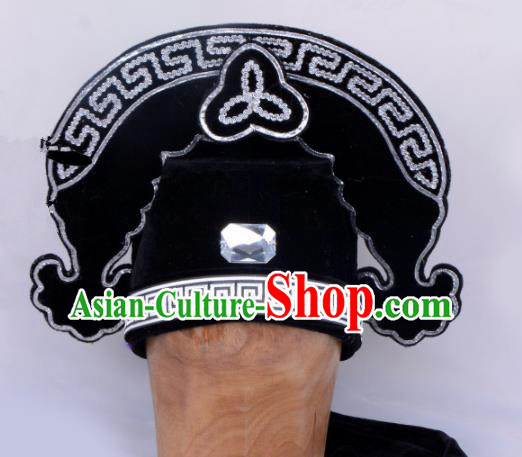 Chinese Traditional Beijing Opera Gifted Scholar Headwear Peking Opera Niche Black Hat for Men