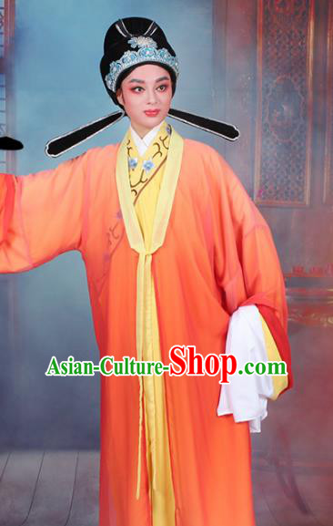 Chinese Traditional Peking Opera Scholar Orange Robe Beijing Opera Niche Costume for Men