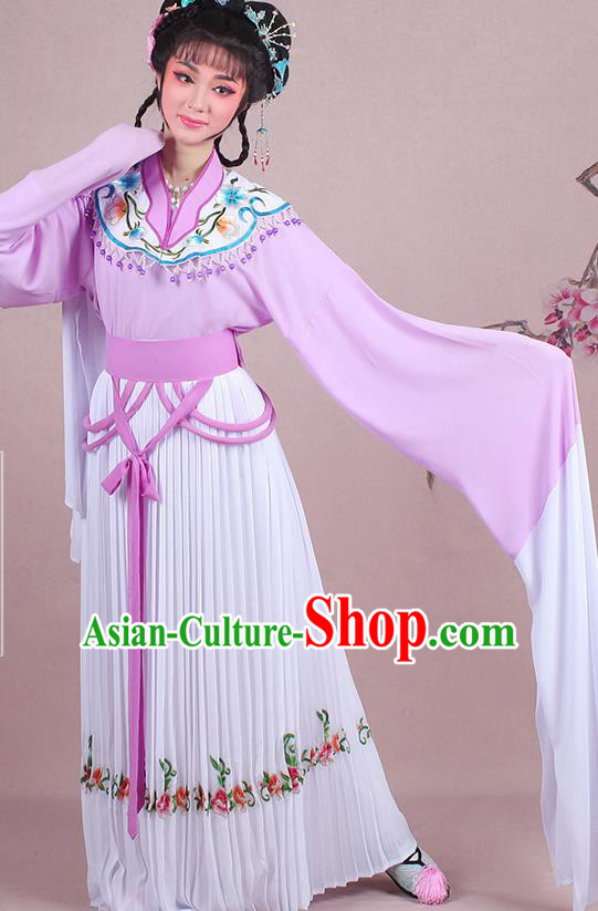 Chinese Traditional Shaoxing Opera Young Lady Embroidered Purple Dress Beijing Opera Maidservants Costume for Women