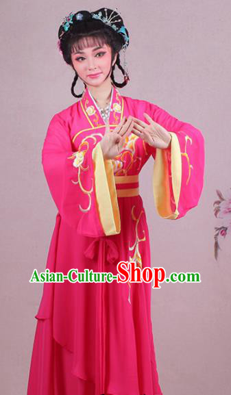 Chinese Traditional Shaoxing Opera Village Girl Embroidered Rosy Dress Beijing Opera Maidservants Costume for Women