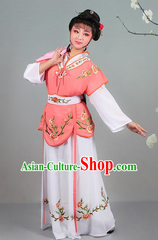 Chinese Traditional Shaoxing Opera Hua Dan Embroidered Orange Dress Beijing Opera Village Girl Costume for Women