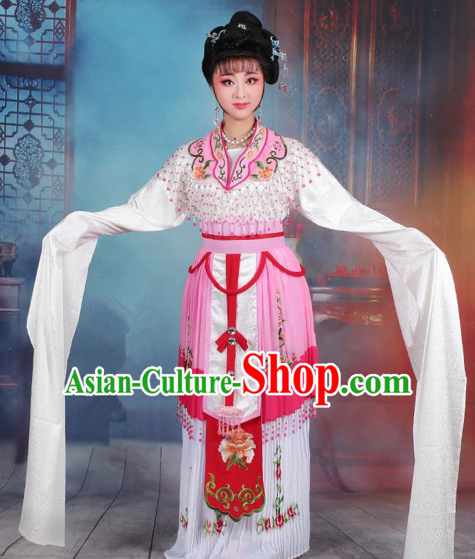 Chinese Traditional Shaoxing Opera Hua Dan Princess Embroidered Pink Dress Beijing Opera Peri Costume for Women