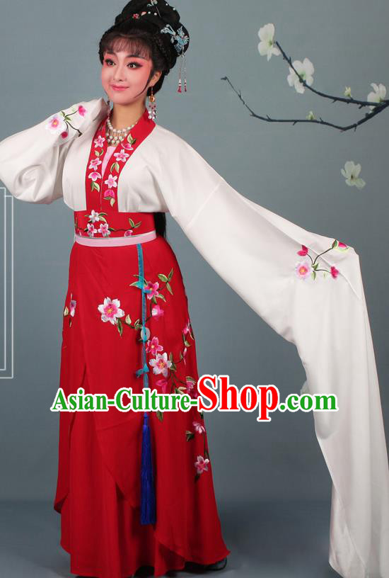Chinese Traditional Huangmei Opera Rich Lady Embroidered Red Dress Beijing Opera Hua Dan Costume for Women