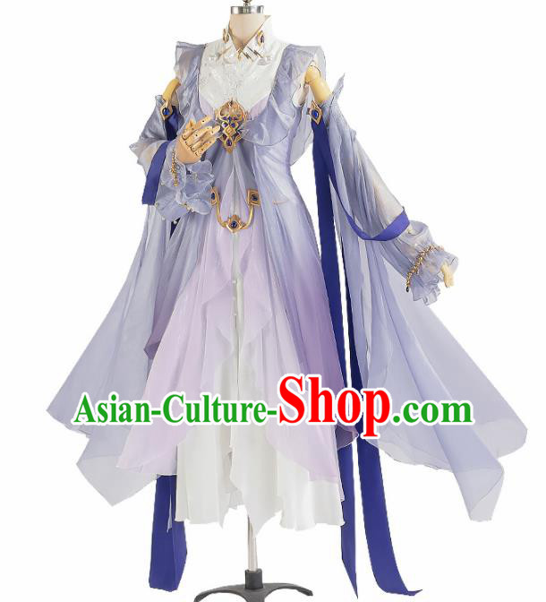 Chinese Traditional Female Knight Purple Hanfu Dress Ancient Swordswoman Costume for Women