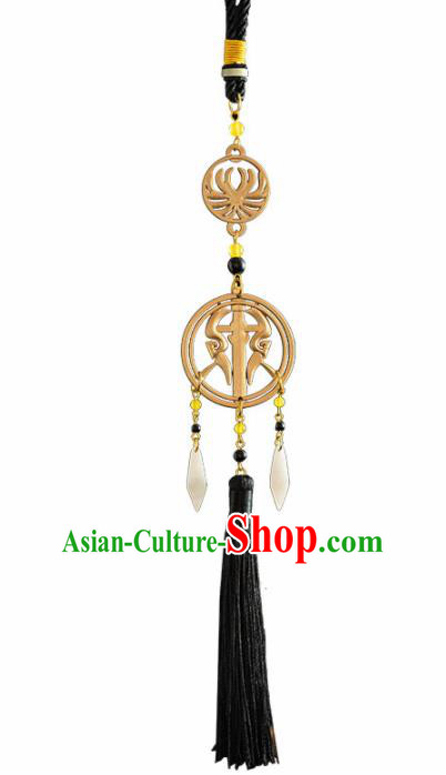 Chinese Traditional Waist Accessories Ancient Princess Black Tassel Pendant for Women
