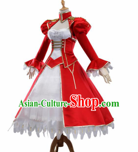 Traditional Halloween Cosplay Queen Costume Court Princess Red Dress for Women