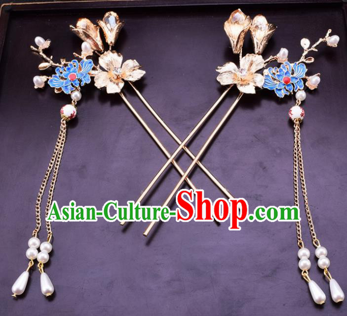 Chinese Traditional Hanfu Princess Hair Accessories Ancient Imperial Consort Tassel Hairpins for Women