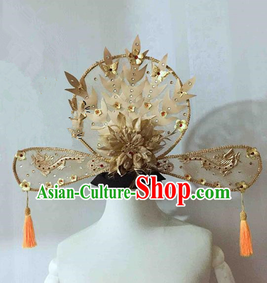 Chinese Traditional Golden Peony Phoenix Coronet Ancient Imperial Consort Hair Accessories Hairpins for Women
