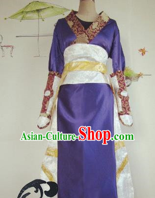 Chinese Traditional Cosplay Swordswoman Costume Ancient Imperial Consort Purple Hanfu Dress for Women