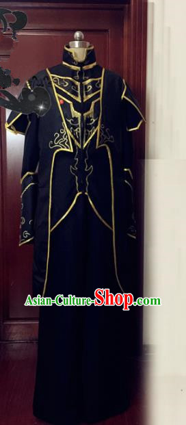 Chinese Traditional Cosplay Warrior Costume Ancient Swordsman Black Hanfu Clothing for Men
