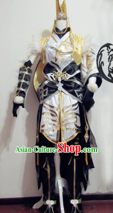 Chinese Traditional Cosplay Knight Armour Costume Ancient Swordsman Hanfu Clothing for Men