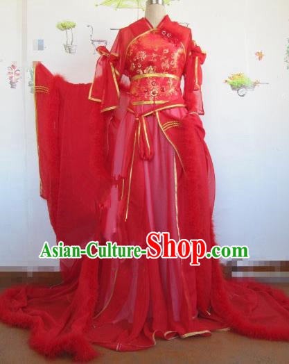 Chinese Traditional Cosplay Princess Wedding Costume Ancient Peri Red Hanfu Dress for Women