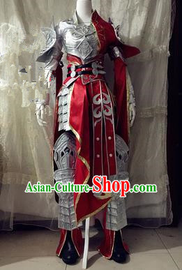 Chinese Traditional Cosplay Swordswoman Body Armour Costume Ancient Female General Hanfu Dress for Women