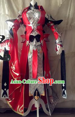 Chinese Traditional Cosplay Body Armour Costume Ancient Swordswoman Female General Hanfu Dress for Women