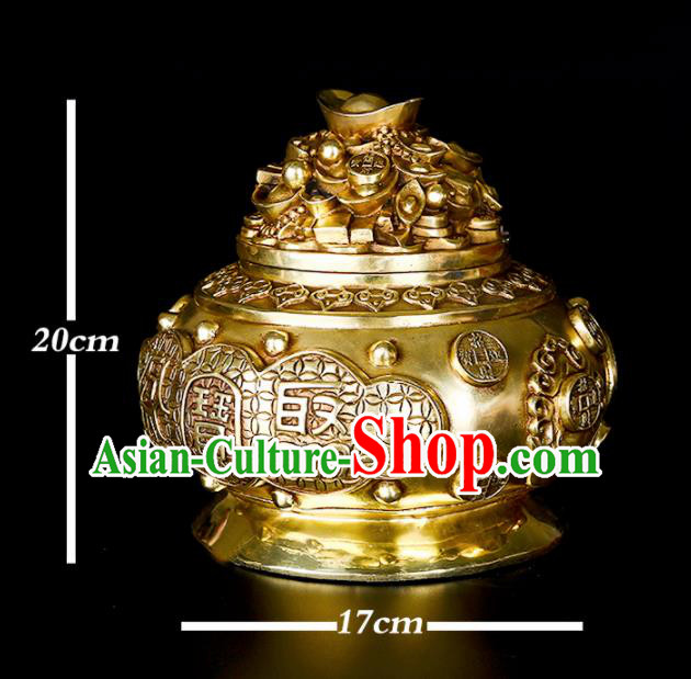 Chinese Traditional Taoism Bagua Brass Ingot Incense Burner Feng Shui Items Censer Decoration