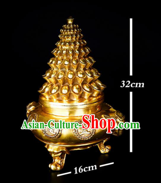 Chinese Traditional Taoism Bagua Brass Wealth Incense Burner Feng Shui Items Censer Decoration
