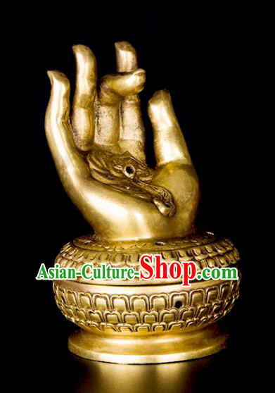 Chinese Traditional Brass Buddha Hand Incense Burner Taoism Bagua Feng Shui Items Censer Decoration