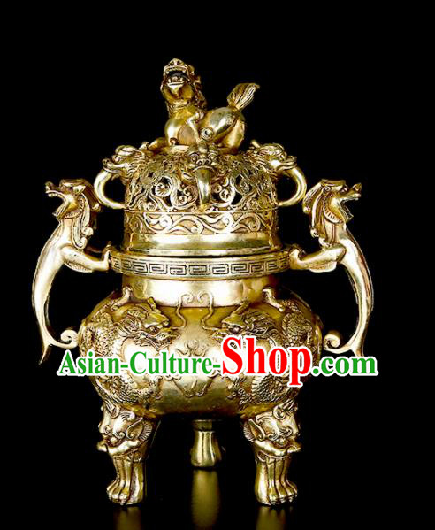 Chinese Traditional Taoism Bagua Brass Incense Burner Feng Shui Items Censer Decoration