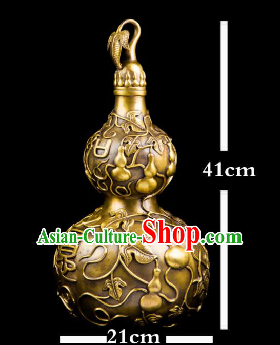 Chinese Traditional Feng Shui Items Taoism Bagua Brass Carving Cucurbit Decoration