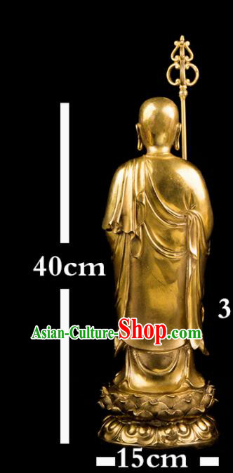 Chinese Traditional Feng Shui Items Brass Ksitigarbha Bodhisattva Statue Decoration
