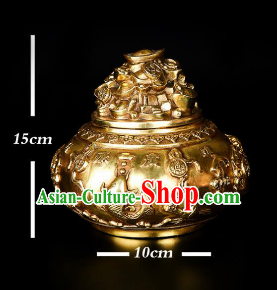 Chinese Traditional Taoism Bagua Brass Treasure Bowl Incense Burner Feng Shui Items Censer Decoration
