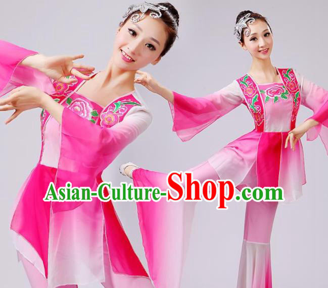 Chinese Traditional Fan Dance Pink Costume Folk Dance Stage Performance Yangko Dance Dress for Women