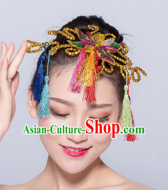 Chinese Traditional Yangko Dance Tassel Hair Stick National Folk Dance Hair Accessories for Women